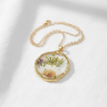 Colorful Preserved Daisy Pendant Necklace, Real Dried Flower Resin Jewelry, Botanical Nature Inspired Gift for Her