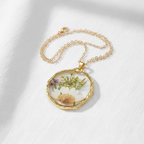 Colorful Preserved Daisy Pendant Necklace, Real Dried Flower Resin Jewelry, Botanical Nature Inspired Gift for Her
