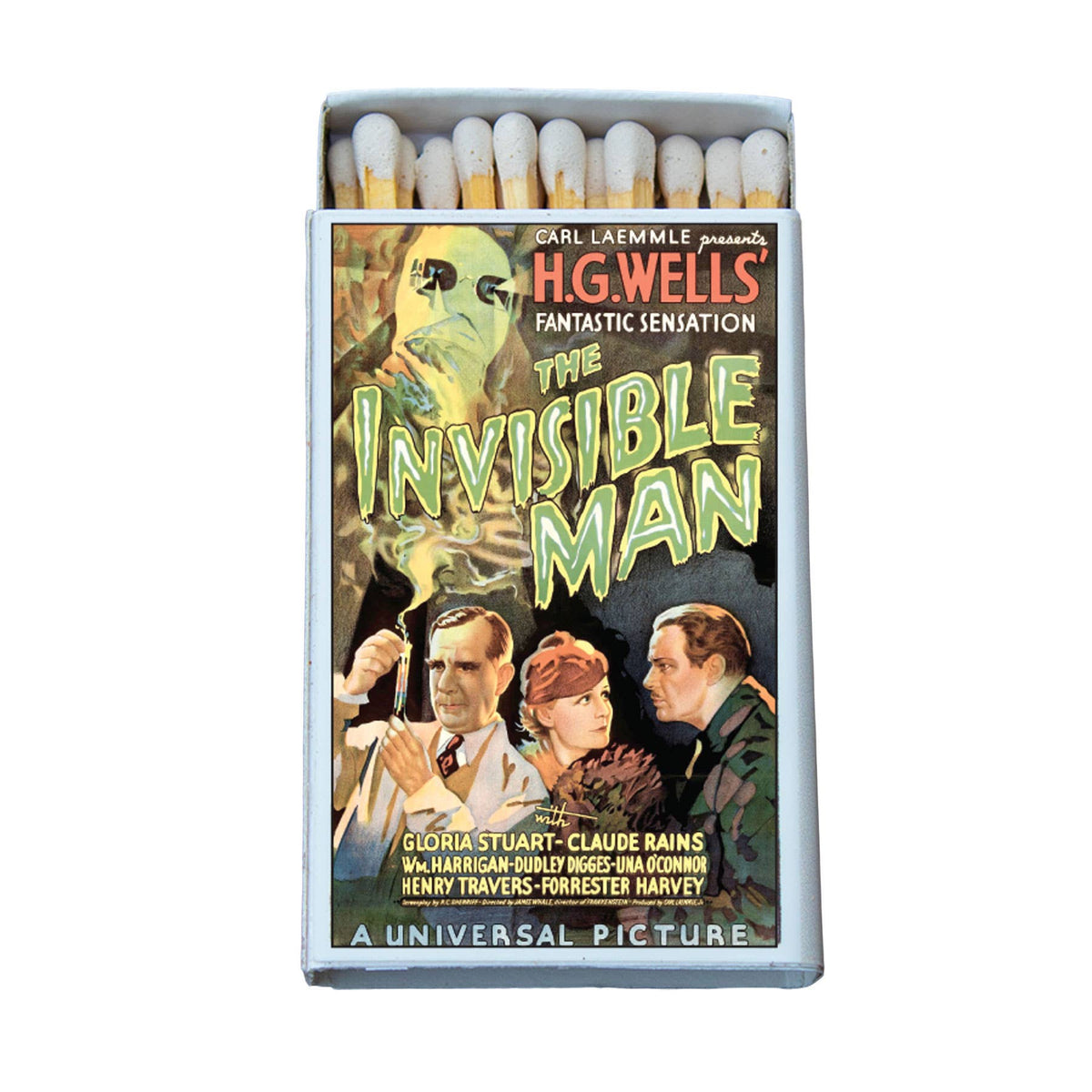 The Invisible Man Matchbox – Classic Horror Movie Matches, Retro Monster Décor