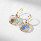 Blue Dried Flower Resin Earrings, Botanical Floral Dangle Earrings, Nature Inspired Gift for Her