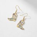 Dried Flower Cowboy Boot Dangle Earrings, Western Floral Earrings, Botanical Resin Jewelry, Cowgirl Gift for Her