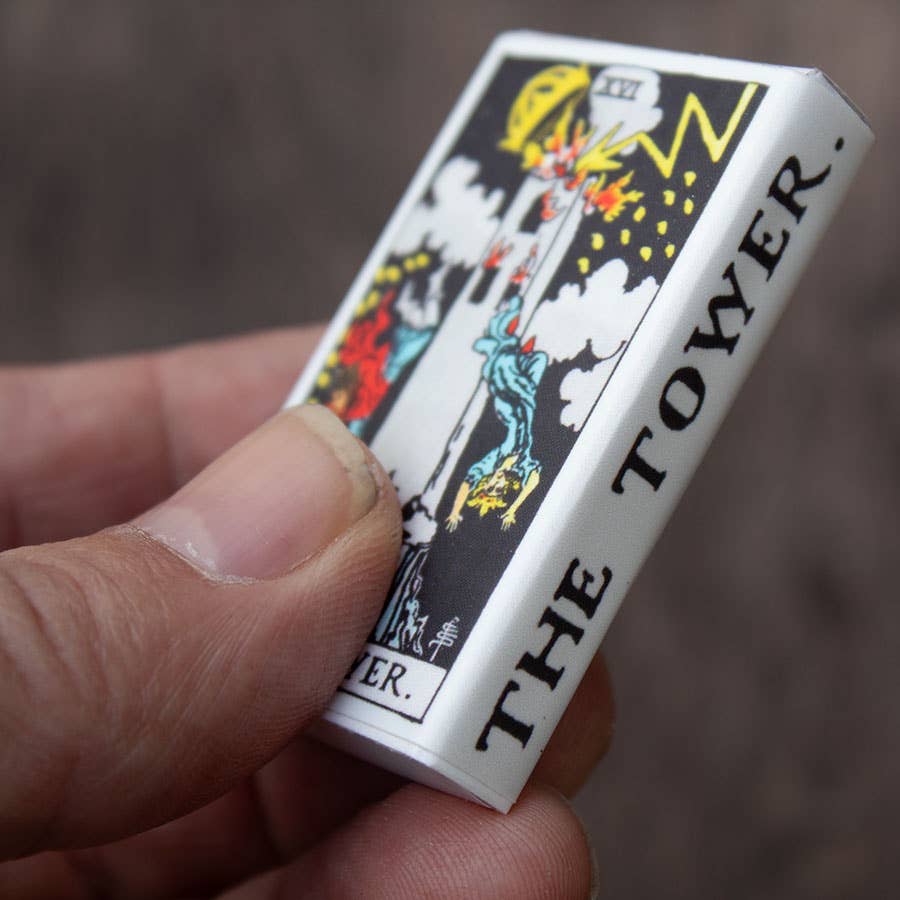 The Tower Tarot Matchbox – Major Arcana Matches, Mystical Candle Accessory, Witchy Gift