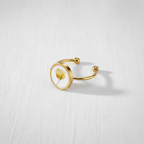 Adjustable Preserved White Botanical Ring, Floral Resin Jewelry, Nature Inspired Gift for Her