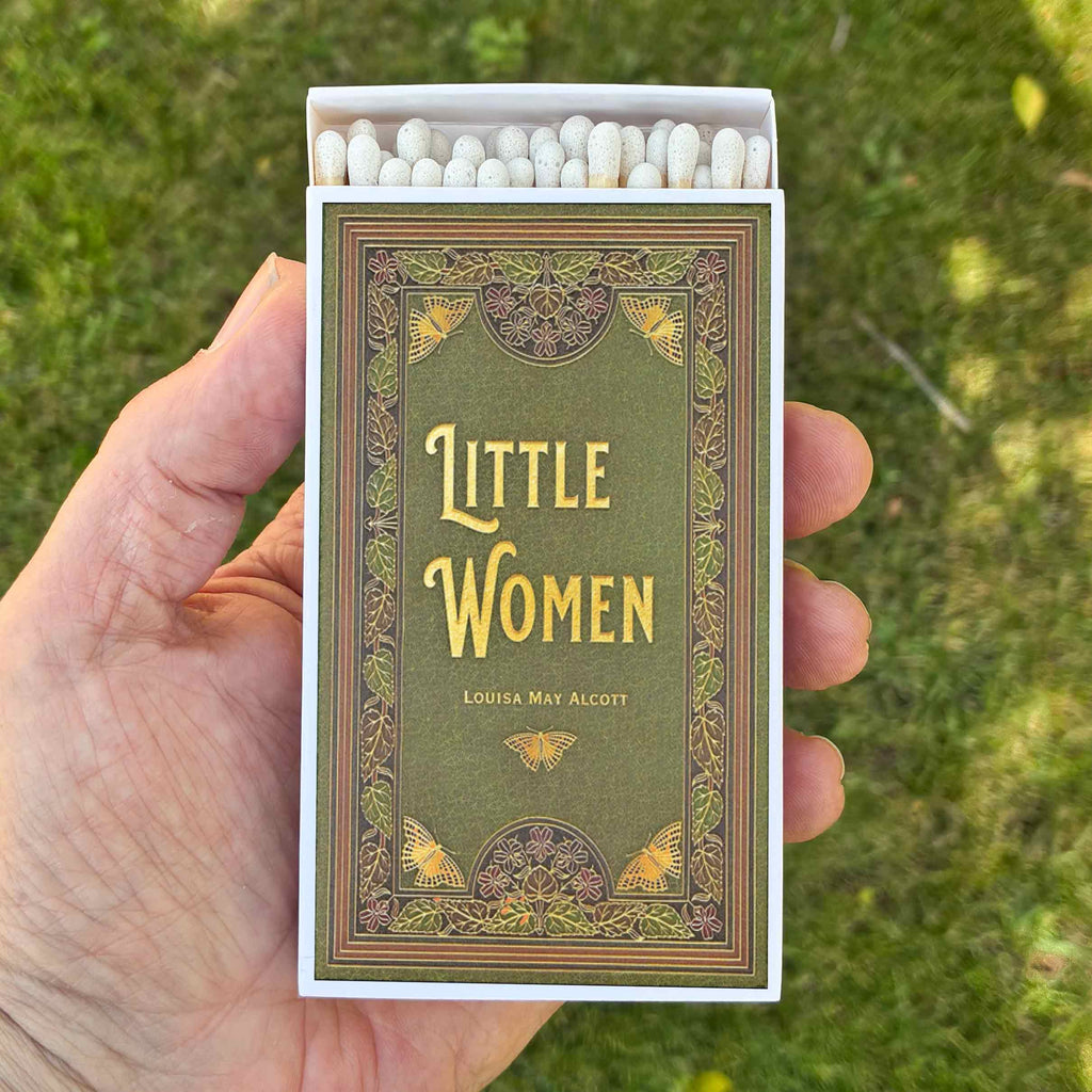 Large Little Women Matchbox – 4-Inch Long Candle Matches, Louisa May Alcott Literary Gift, Bookish Home Décor