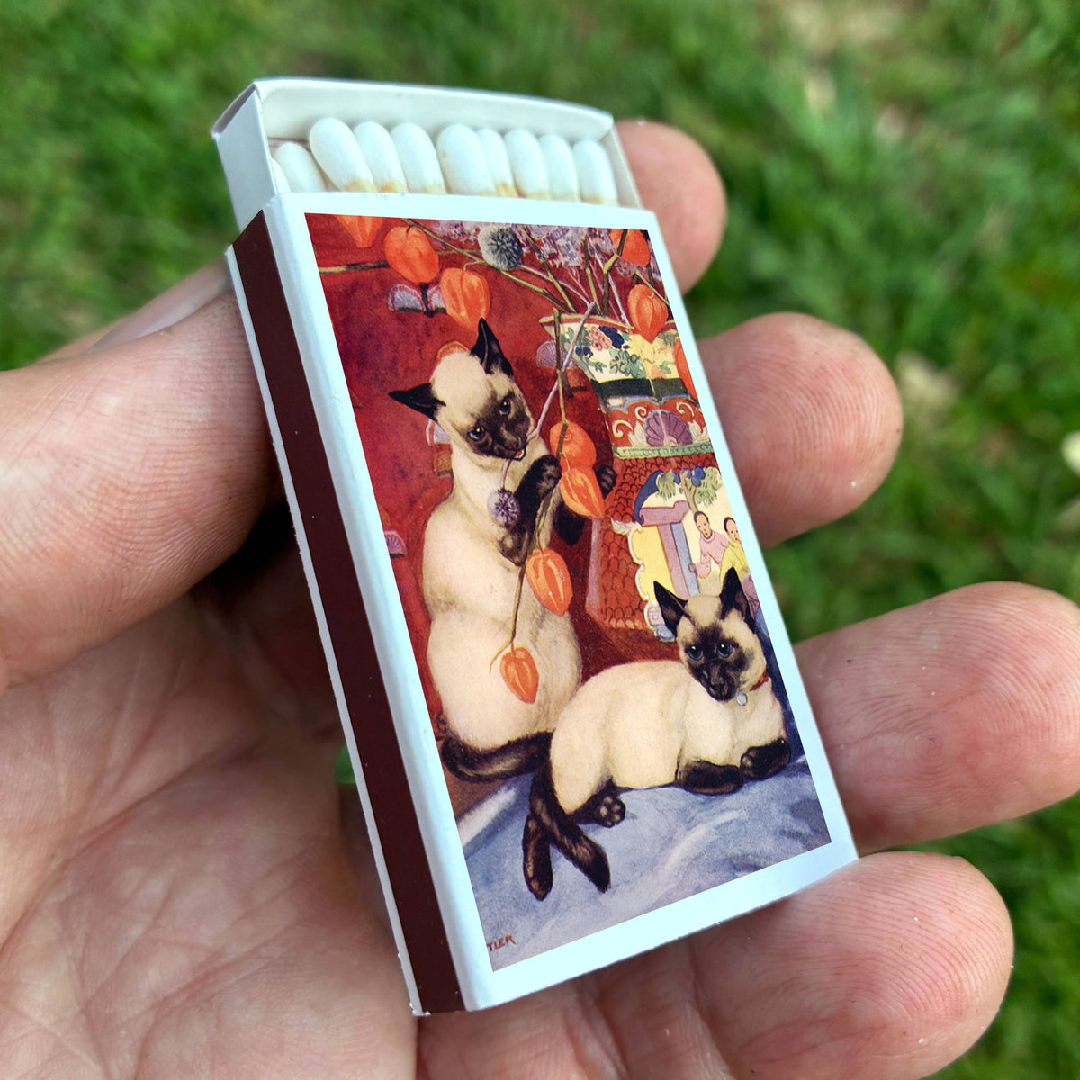 Siamese Cat Matchbox | Decorative Matches for Candles & Incense | Cat Lover Home Decor Gift