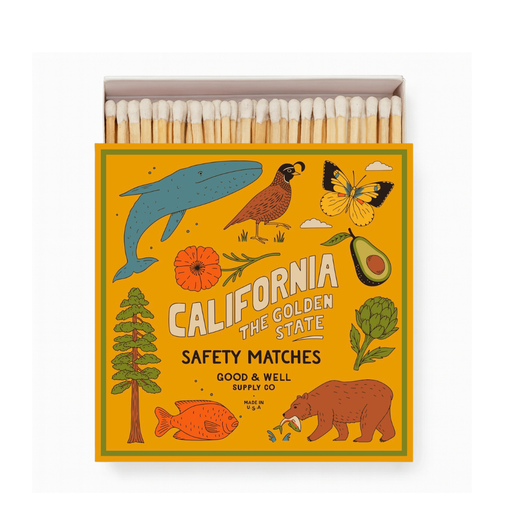 California State Safety Matches | Illustrated State Matchbox | Golden State Gift | Candle Matches | Made in USA
