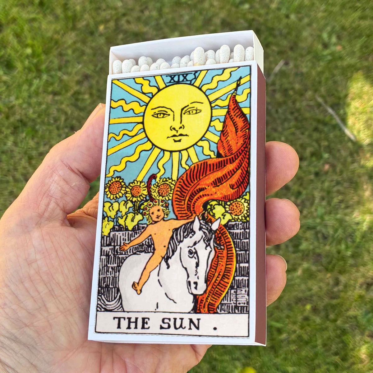 The Sun Tarot Card Long Matchbox | 4 Inch Decorative Matches for Candles | Tarot Home Decor | Spiritual Gift | Limited Edition