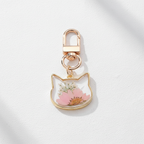 Assorted Pink Botanical Bag and Key Charm, Floral Resin Keychain, Nature Inspired Purse Charm, Gift for Her