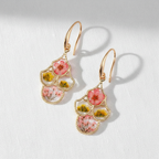 Blue Dried Flower Resin Earrings, Botanical Floral Dangle Earrings, Nature Inspired Gift for Her