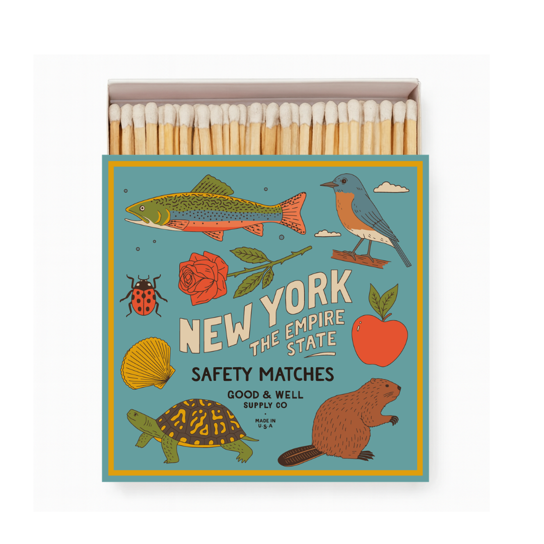 New York State Safety Matches | Illustrated State Matchbox | Empire State Gift | Candle Matches | Made in USA