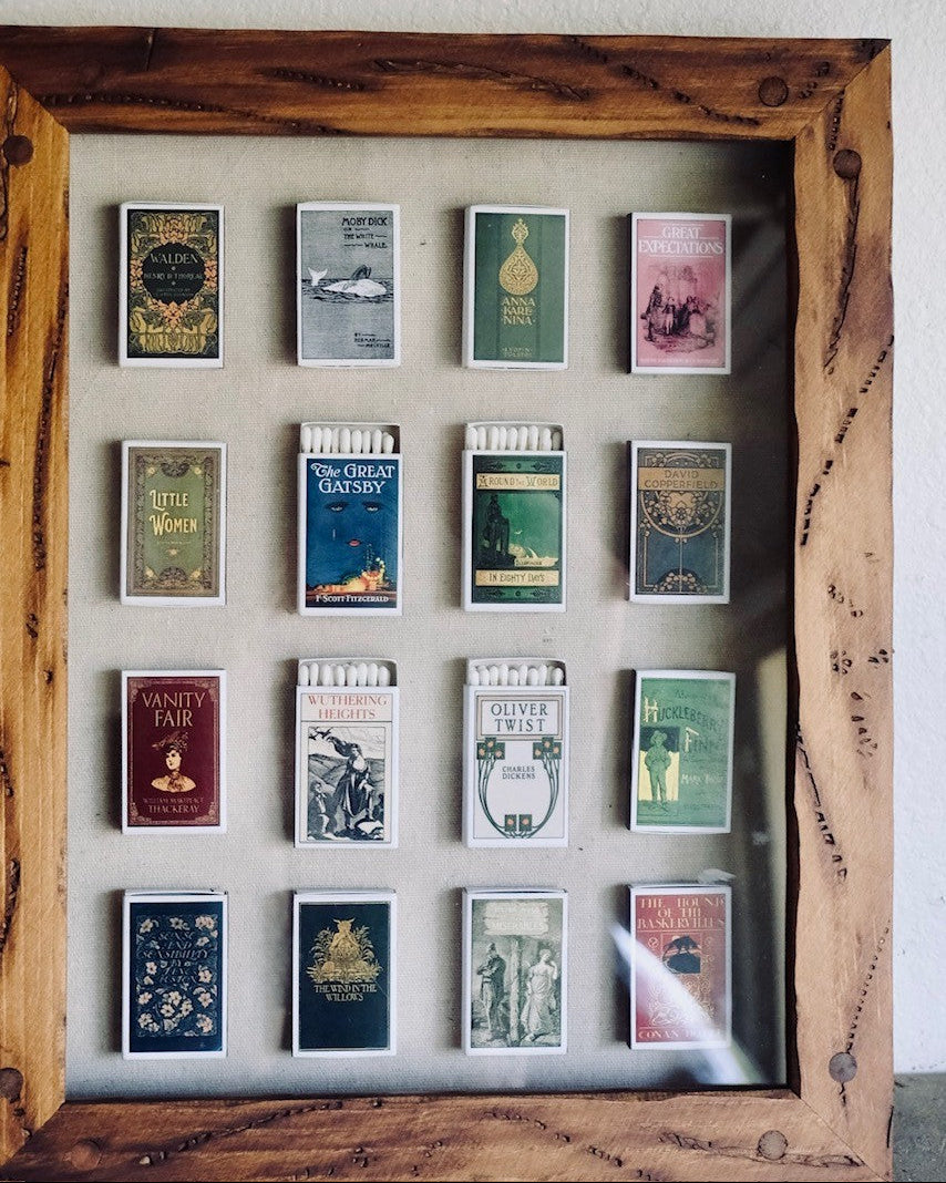 Classic Literature One of a Kind Matchbook Home Decor in Rustic Frame