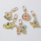 Butterfly Botanical Keychain Charm, Floral Resin Bag Accessory, Nature Inspired Gift for Her