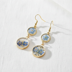 Handcrafted Real Flower Circle Drop Earrings, Botanical Floral Jewelry, Nature Inspired Gift for Her