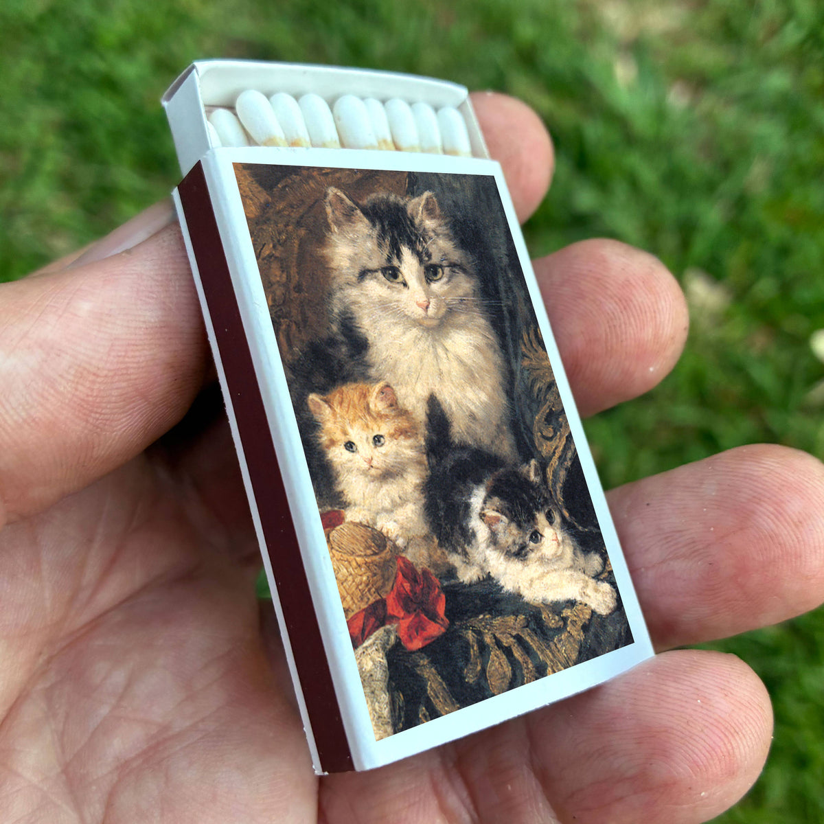 Vintage Cat with Kittens Matchbook, Feline Ephemera, Collectible Advertising Matchcover