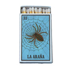 La Araña Lotería Matchbox – Mexican Bingo Matches, Spider Design, Colorful Candle Accessory