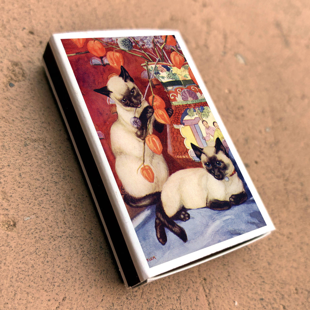 Siamese Cat Matchbox | Decorative Matches for Candles & Incense | Cat Lover Home Decor Gift