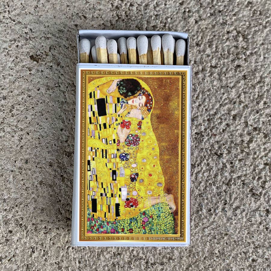 The Kiss Gustav Klimt Matchbox | Decorative Matches for Candles & Incense | Classic Art Home Decor | Art Lover Gift