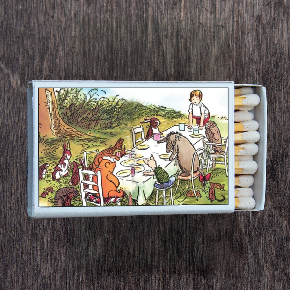 Vintage Storybook Pooh Bear Matchbox | Decorative Matches for Candles & Incense | Classic Literary Home Decor