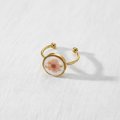 Adjustable Preserved White Botanical Ring, Floral Resin Jewelry, Nature Inspired Gift for Her