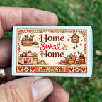 Home Sweet Home Cross-Stitch Matchbook, Rustic Cottage Decor Accessory