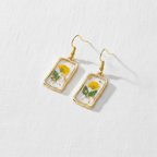 Assorted Botanical Print Geometric Rectangle Drop Earrings, Floral Dangles, Nature Inspired Gift for Her