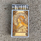 Mucha Zodiac Matchbox | Alphonse Mucha Art Matches | Decorative Matches for Candles & Incense | Art Nouveau Home Decor Gift