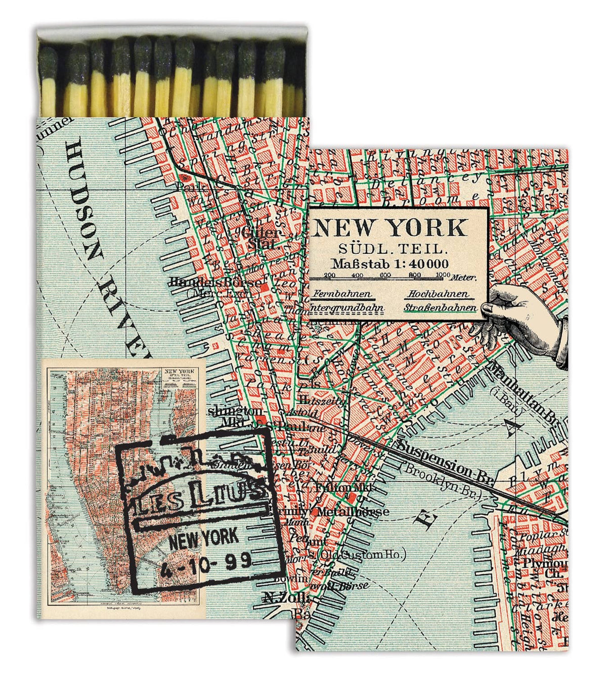 New York Map Matchbox – Decorative Safety Matches, NYC Gift