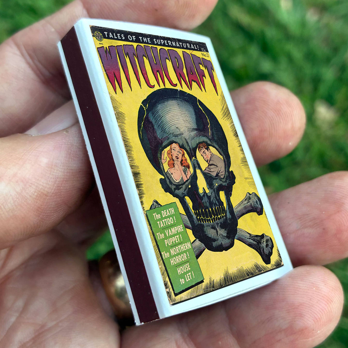 Witchcraft Horror Comic Matchbox – Vintage Skull Matches, Gothic Décor, Occult Gift