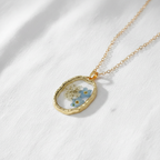 Preserved Botanical Oval Necklace, Real Dried Flower Resin Pendant, Nature Inspired Floral Jewelry, Gift for Her