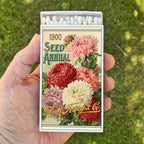 Large Vintage Flower Seed Packet Matchbox – 4-Inch Long Candle Matches, Botanical Garden Décor, Gardener Gift