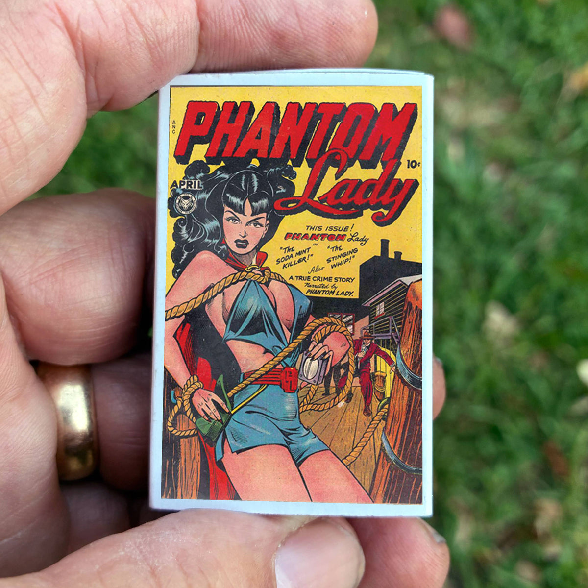 Phantom Lady Comic Matchbox – Vintage Superhero Matches, Retro Pulp Art, Comic Book Gift