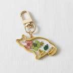 Cat Shaped Botanical Keychain, Preserved Floral Resin Charm, Nature Inspired Gift for Cat Lovers