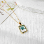 Real Dried Flower Frame Necklace, Adjustable Botanical Resin Pendant, Nature Inspired Gift for Her