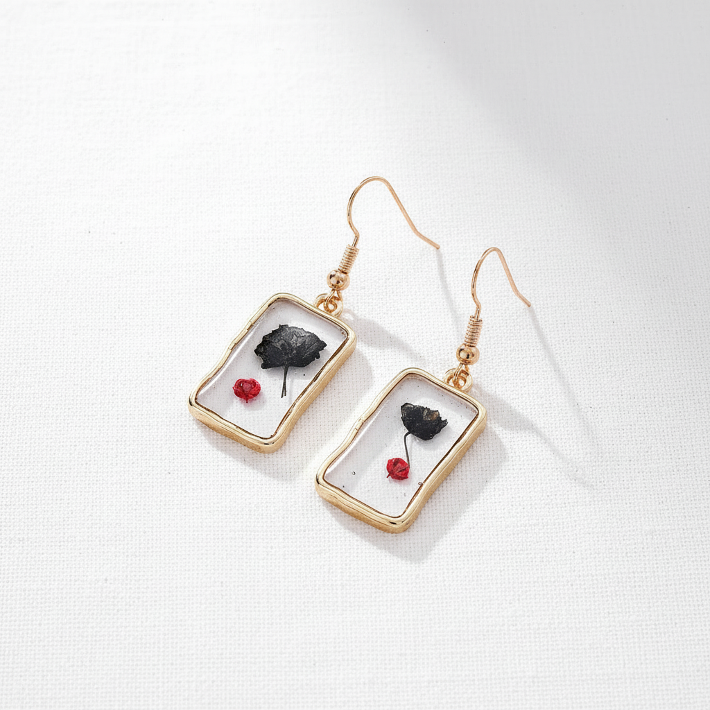 Mixed Dried Flower Dangle Earrings, Artisan Botanical Jewelry, Nature Inspired Floral Gift for Her
