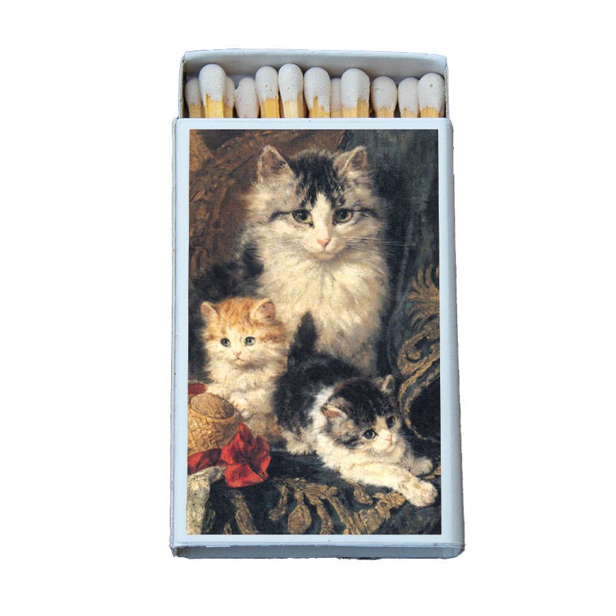 Vintage Cat with Kittens Matchbook, Feline Ephemera, Collectible Advertising Matchcover