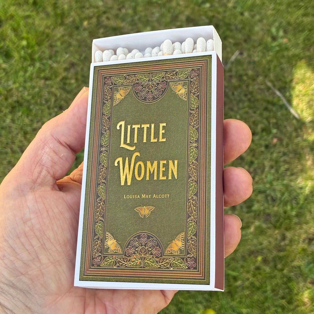 Large Little Women Matchbox – 4-Inch Long Candle Matches, Louisa May Alcott Literary Gift, Bookish Home Décor