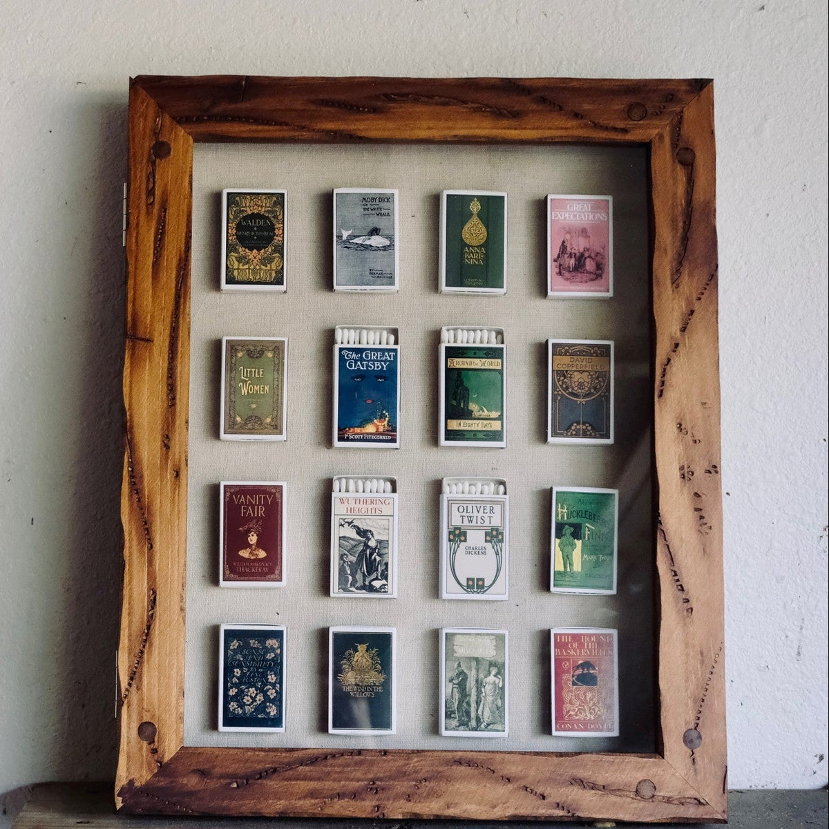 Classic Literature One of a Kind Matchbook Home Decor in Rustic Frame