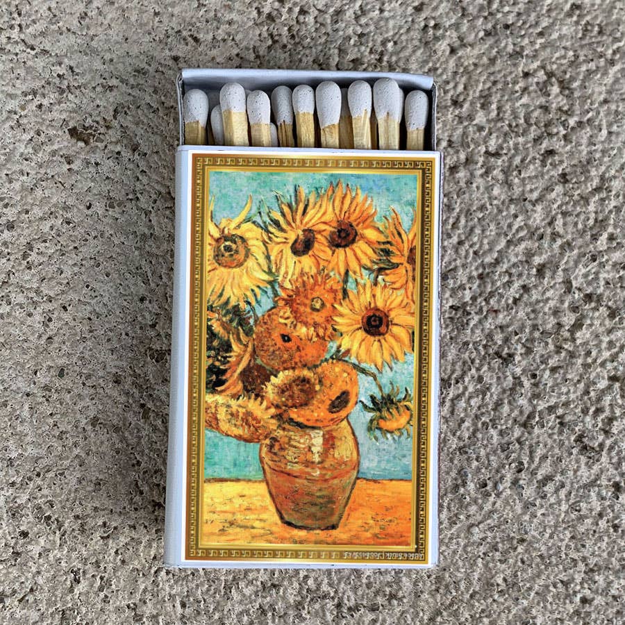 Van Gogh Sunflowers Matchbook, Impressionist Art Collectible, Candle Accessory (20-23 Matches)