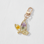 Butterfly Botanical Keychain Charm, Floral Resin Bag Accessory, Nature Inspired Gift for Her