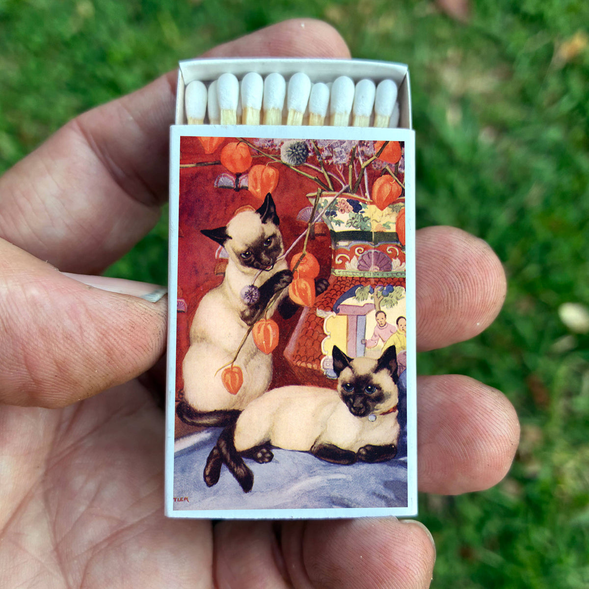 Siamese Cat Matchbox | Decorative Matches for Candles & Incense | Cat Lover Home Decor Gift