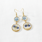 Handcrafted Real Flower Circle Drop Earrings, Botanical Floral Jewelry, Nature Inspired Gift for Her
