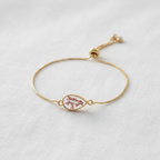 Pink Dried Flower Slider Bracelet, Geometric Botanical Jewelry, Preserved Floral Adjustable Bracelet
