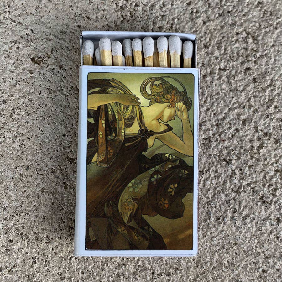 Mucha Morning Star Matchbox | Alphonse Mucha Art Matches | Decorative Matches for Candles & Incense | Art Nouveau Home Decor Gift