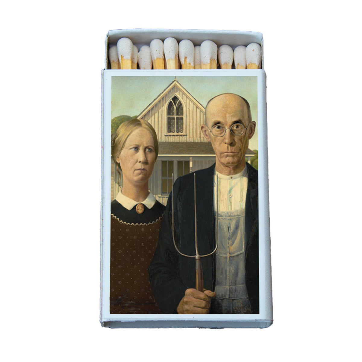 American Gothic Matchbook Cover, Grant Wood Painting Collectible, Vintage Art Decor, Home Decor for Candles