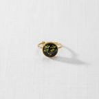 Black Dried Flower Adjustable Ring, Geometric Botanical Resin Jewelry, Nature Inspired Gift for Her