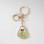 Preserved Flower and Stone Keychain Charm, Geometric Botanical Resin Accessory, Nature Inspired Gift
