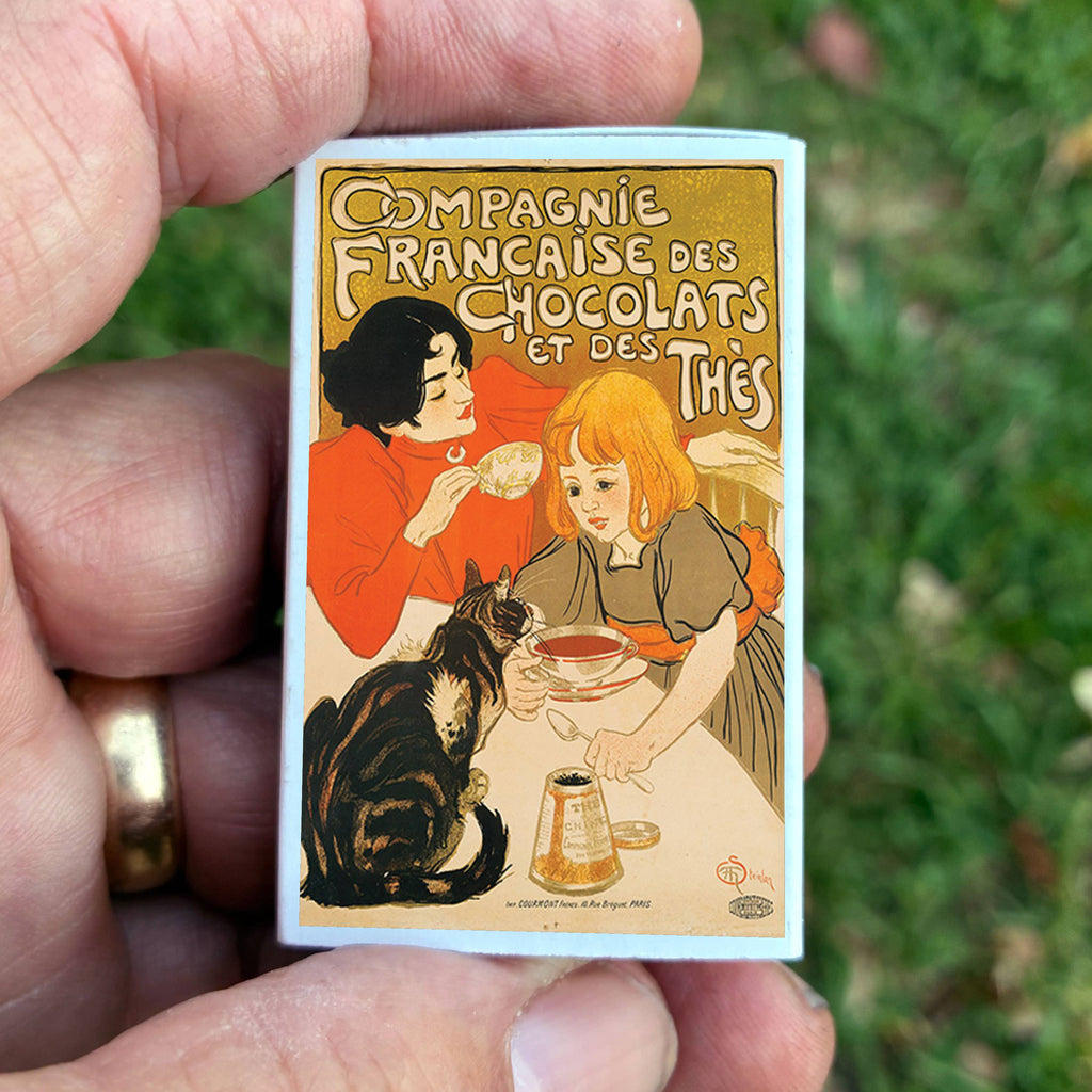 Compagnie Française des Chocolats et des Thés Matchbox | Steinlen Art Matches | Decorative Matches for Candles & Incense | Vintage Home Decor