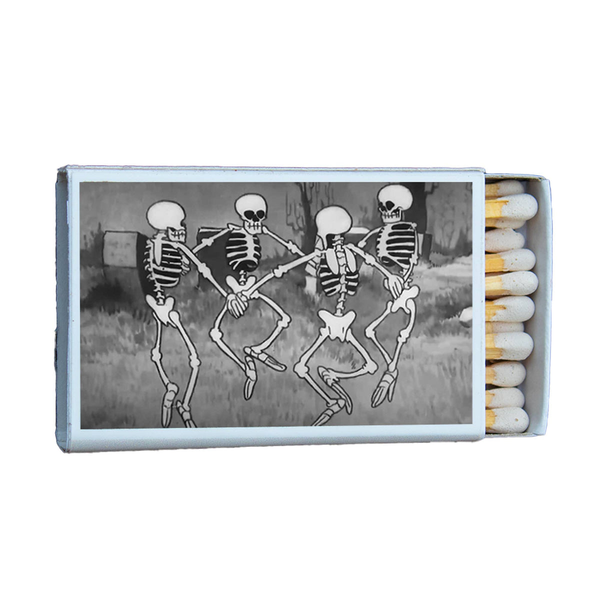Skeleton Dance Matchbox – Vintage Cartoon Matches, Spooky Halloween Décor, Gothic Gift