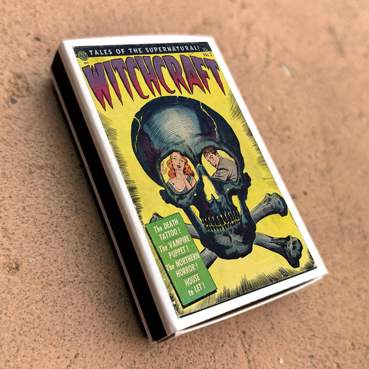 Witchcraft Horror Comic Matchbox – Vintage Skull Matches, Gothic Décor, Occult Gift
