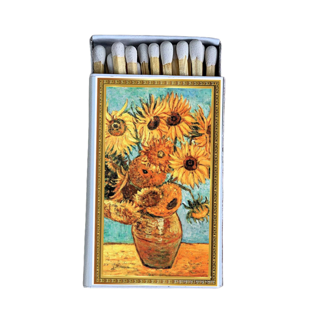 Van Gogh Sunflowers Matchbook, Impressionist Art Collectible, Candle Accessory (20-23 Matches)